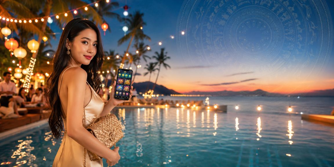 Người dùng chơi casino app trên điện thoại tại bãi biển Phú Quốc